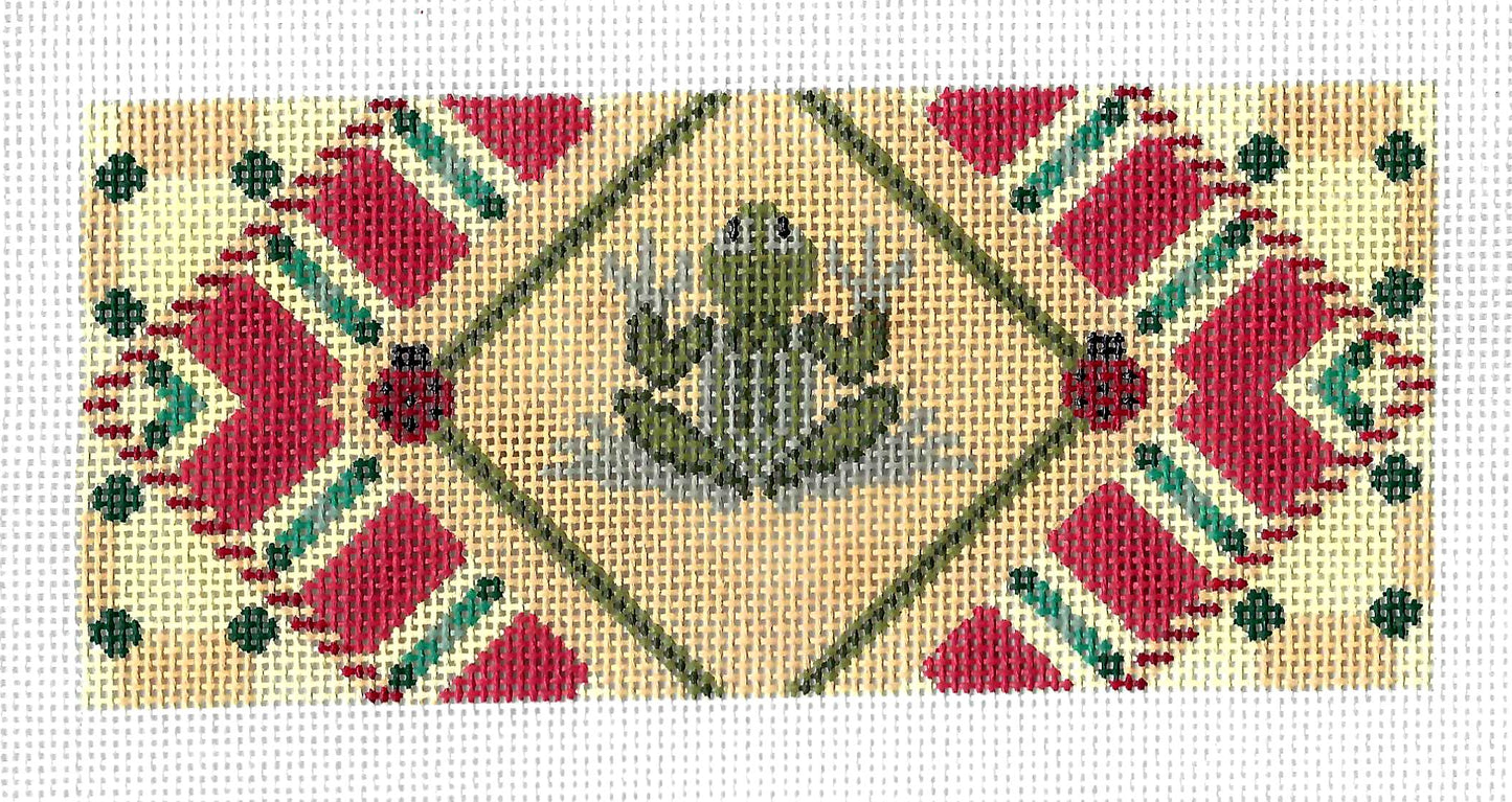 Canvas Insert ~ Imperial Frog on Golden background handpainted Needlepoint Canvas by LEE ~ BB Insert