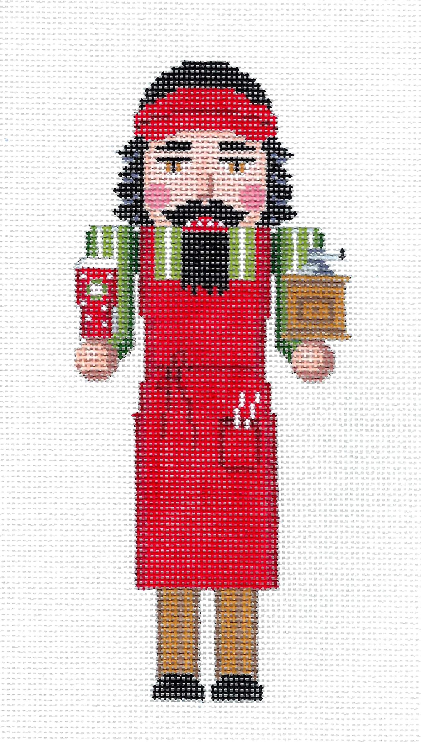 Nutcracker ~ Barista Coffee Nutcracker with Coffee Mug & Grinder handpainted 18 Mesh Needlepoint Ornament Canvas by Susan Roberts