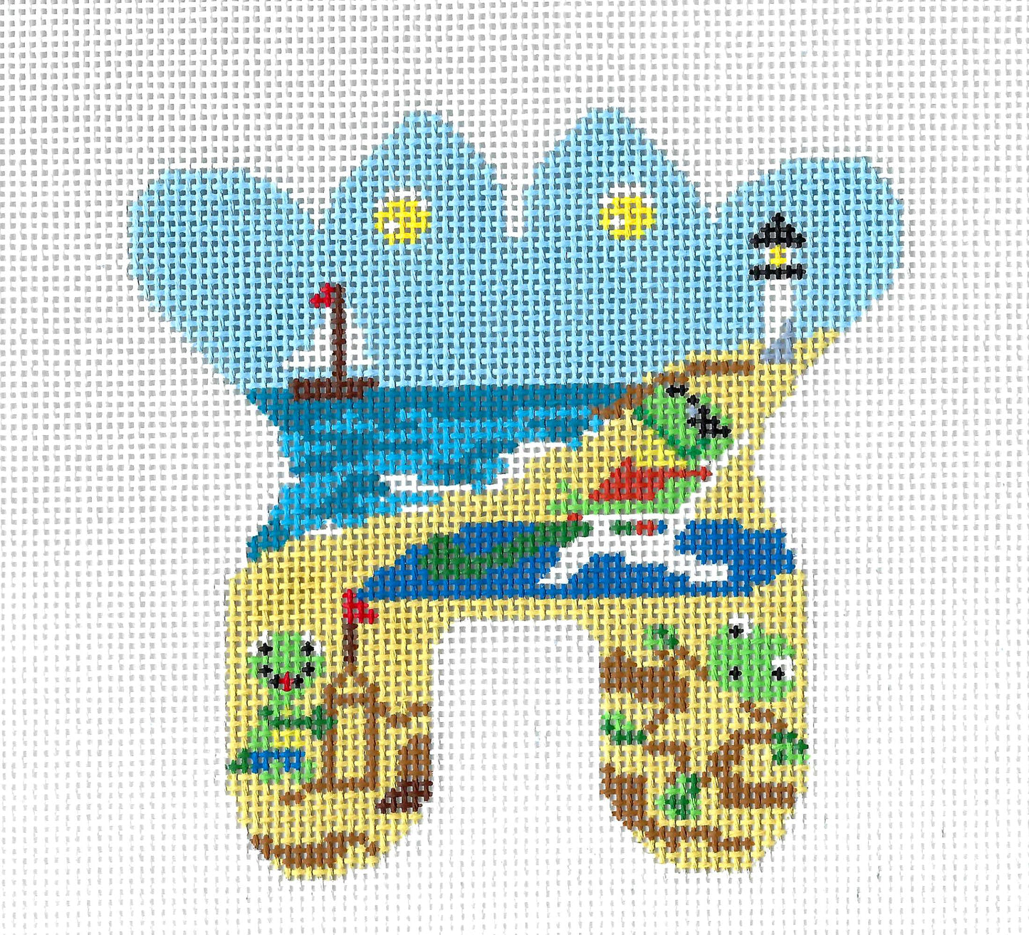 Beachside FROG Soft Sculpture or Frame Weight 13 Mesh handpainted Needlepoint Canvas by Edie & Ginger from CBK