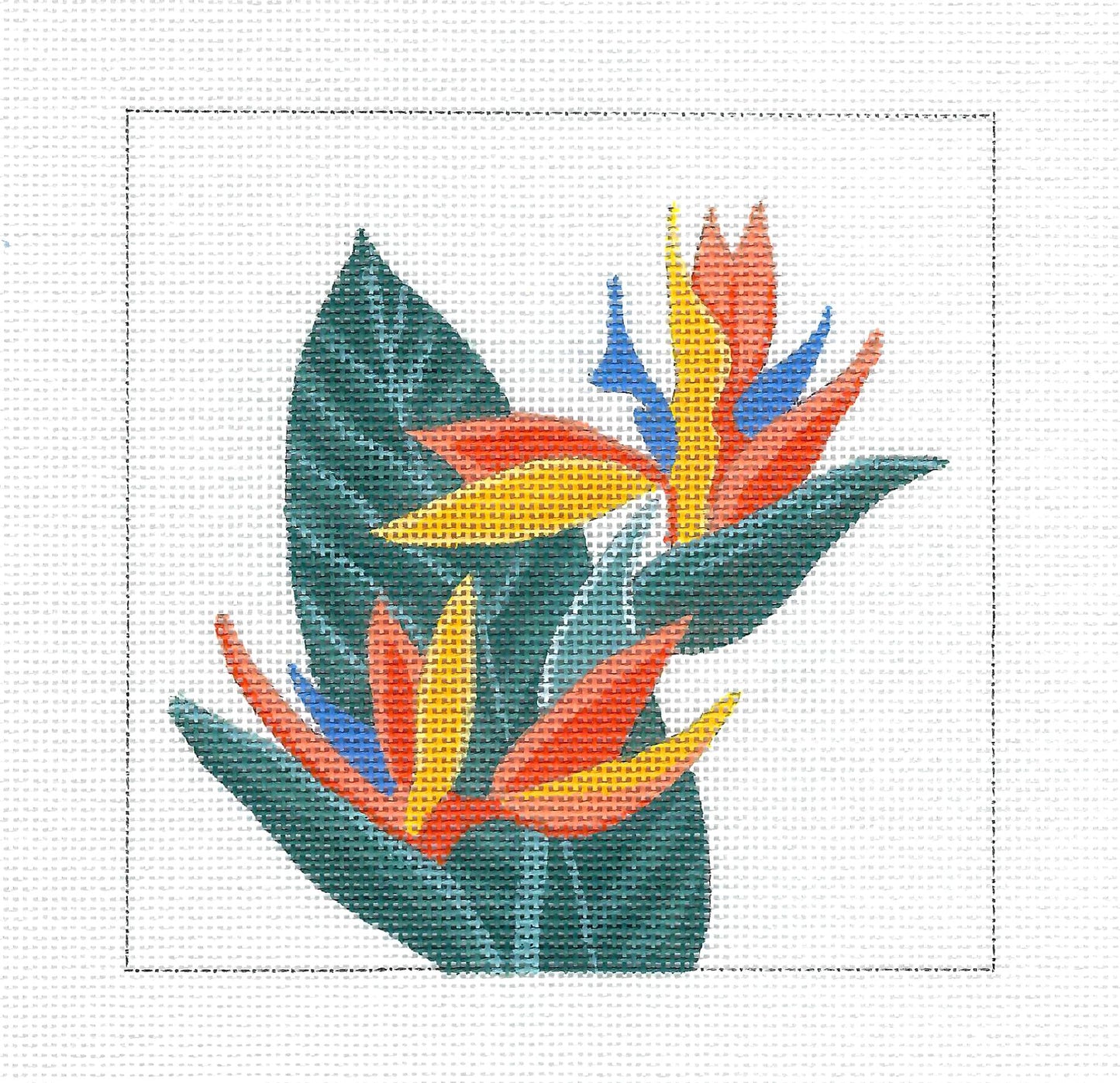 Bird of Paradise Flowers 18 mesh 5" Square handpainted Needlepoint Canvas Ornament from CBK