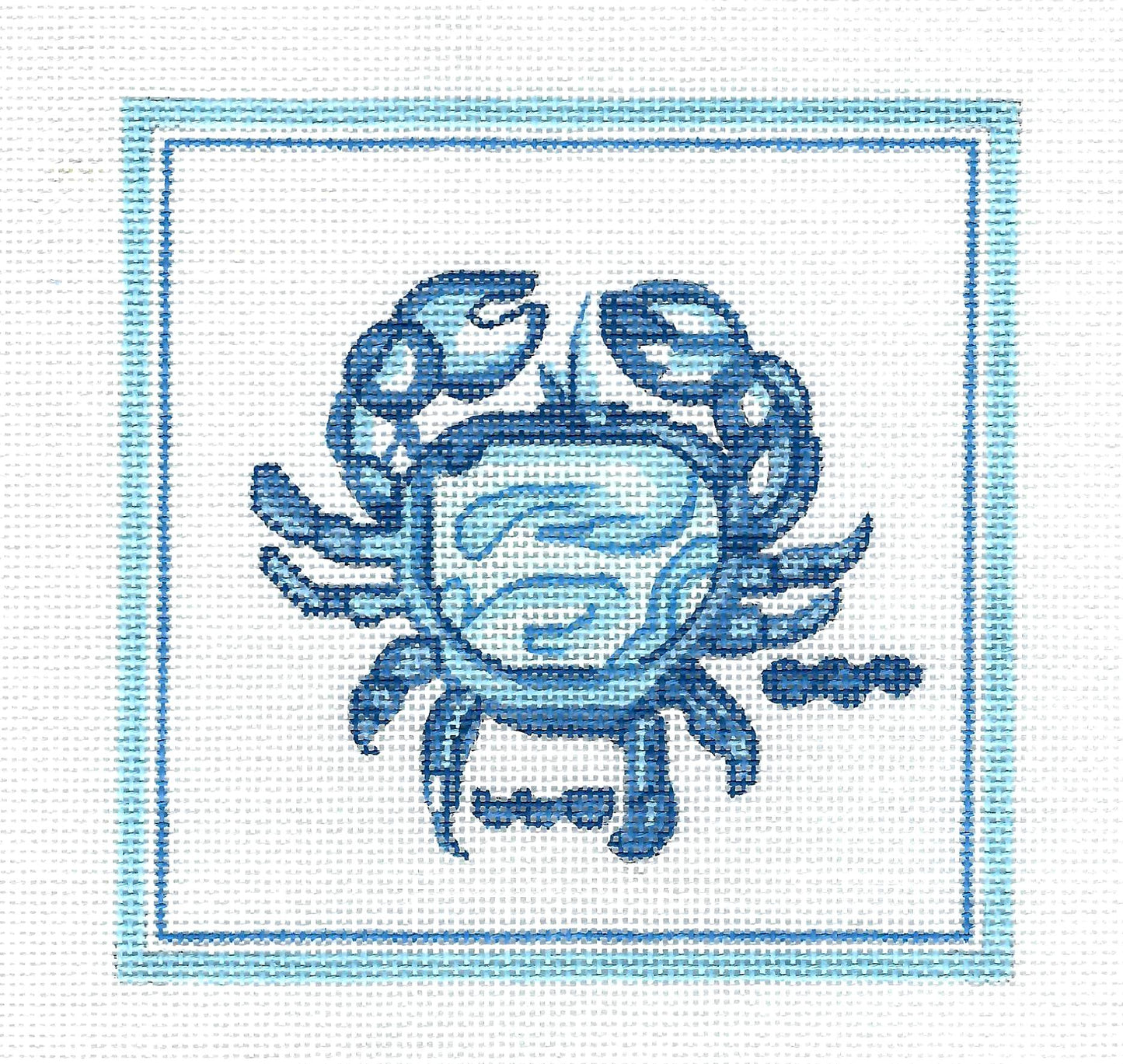 Hadley Pottery ~ Blue Crab 5"Square handpainted 18 Mesh Needlepoint Canvas by Silver Needle