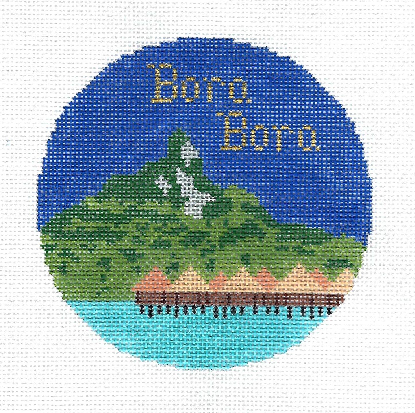 Travel Round ~ Bora Bora in French Polynesia 18 Mesh handpainted 4.25" Needlepoint Canvas by Silver Needle