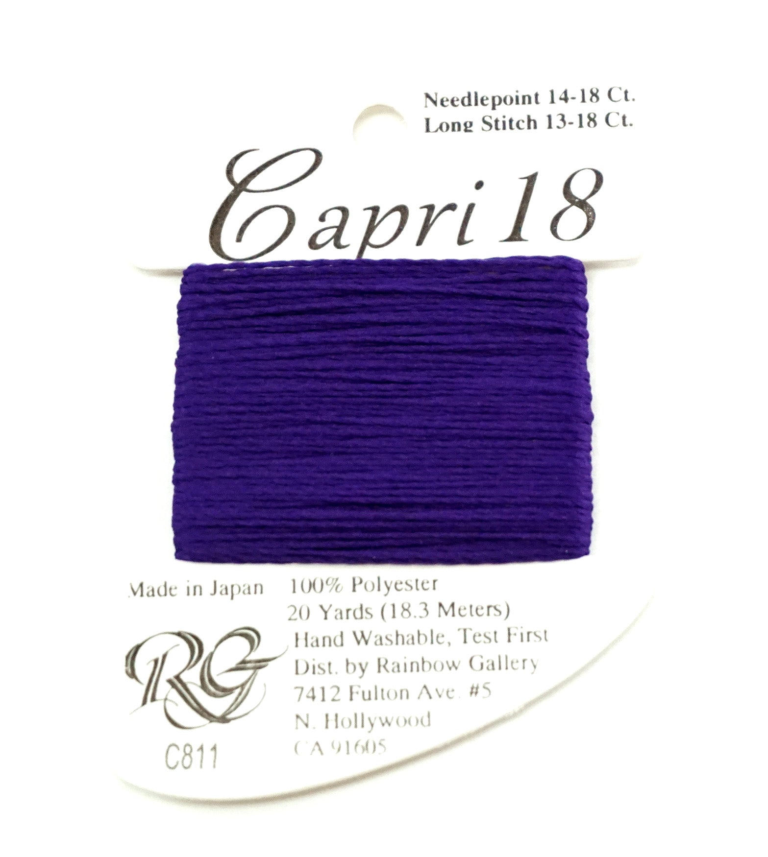 CAPRI 18 ~ Stitching Fiber Deep Purple #C811 20 Yd. Single Ply Needlep –  Needlepoint by Wildflowers