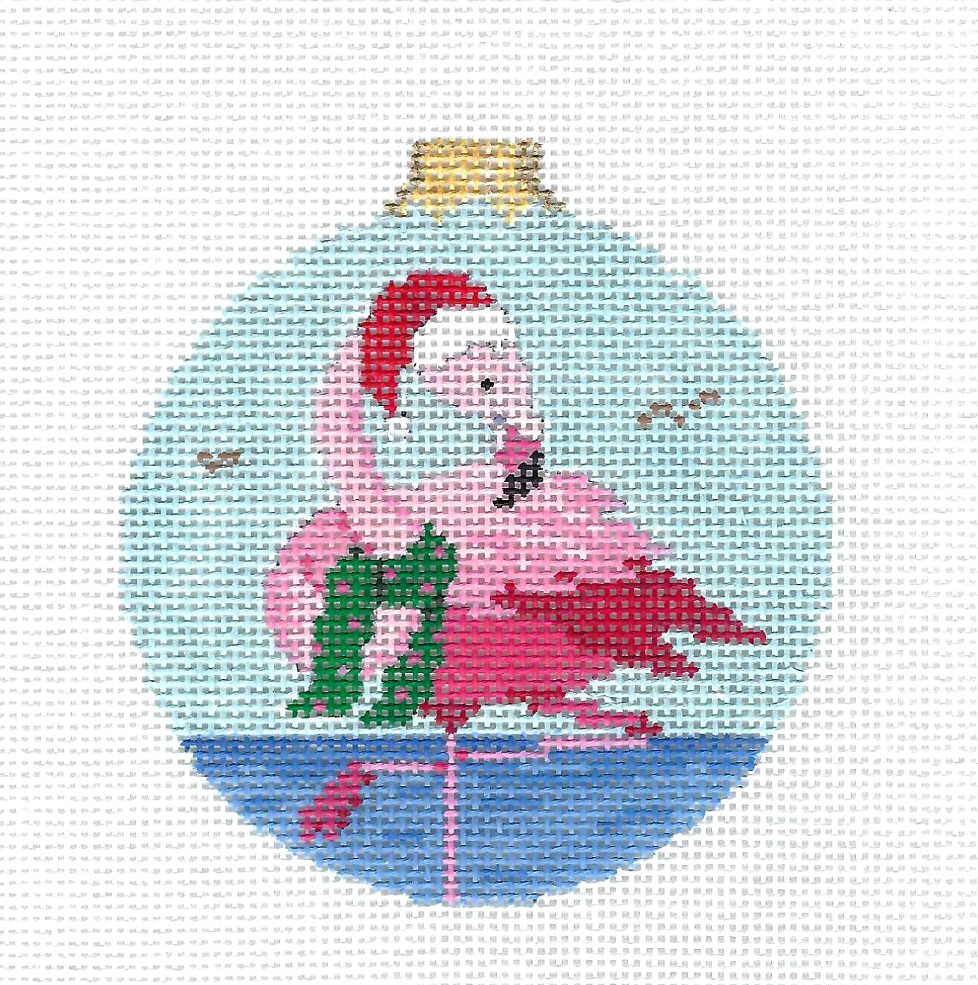 Christmas ~ Santa Flamingo Ornament handpainted 18 mesh Needlepoint Canvas by Susan Roberts