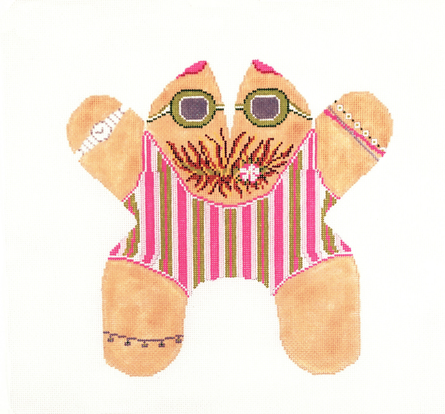 Door Stop ~ Beach Beauty Frog 3-D Beanbag handpainted 13 Mesh Needlepoint Canvas by Needle Crossings