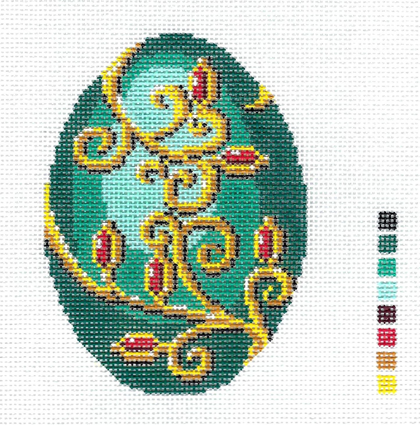 EGG ~ Emerald Jeweled FABERGE EGG "EXCLUSIVE" Faberge Egg 18 Mesh handpainted Needlepoint Canvas by LEE *FINAL CANVAS*