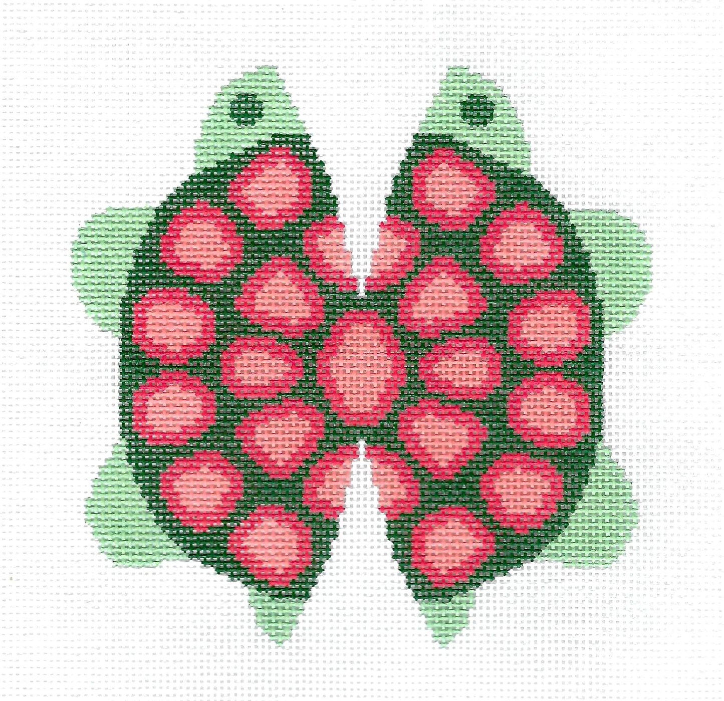 *EXCLUSIVE* ~ TURTLE in Green & Rose on 18 mesh handpainted Needlepoint Canvas by LEE