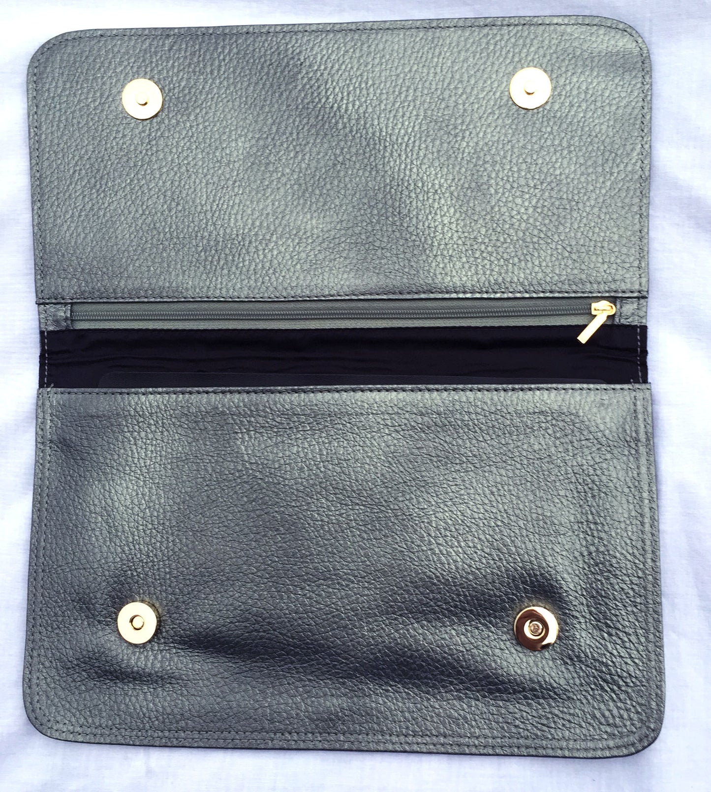 Accessory ~ Pewter Leather " Classic Clutch Bag " for a Hand Painted Needlepoint Canvas Insert by LEE