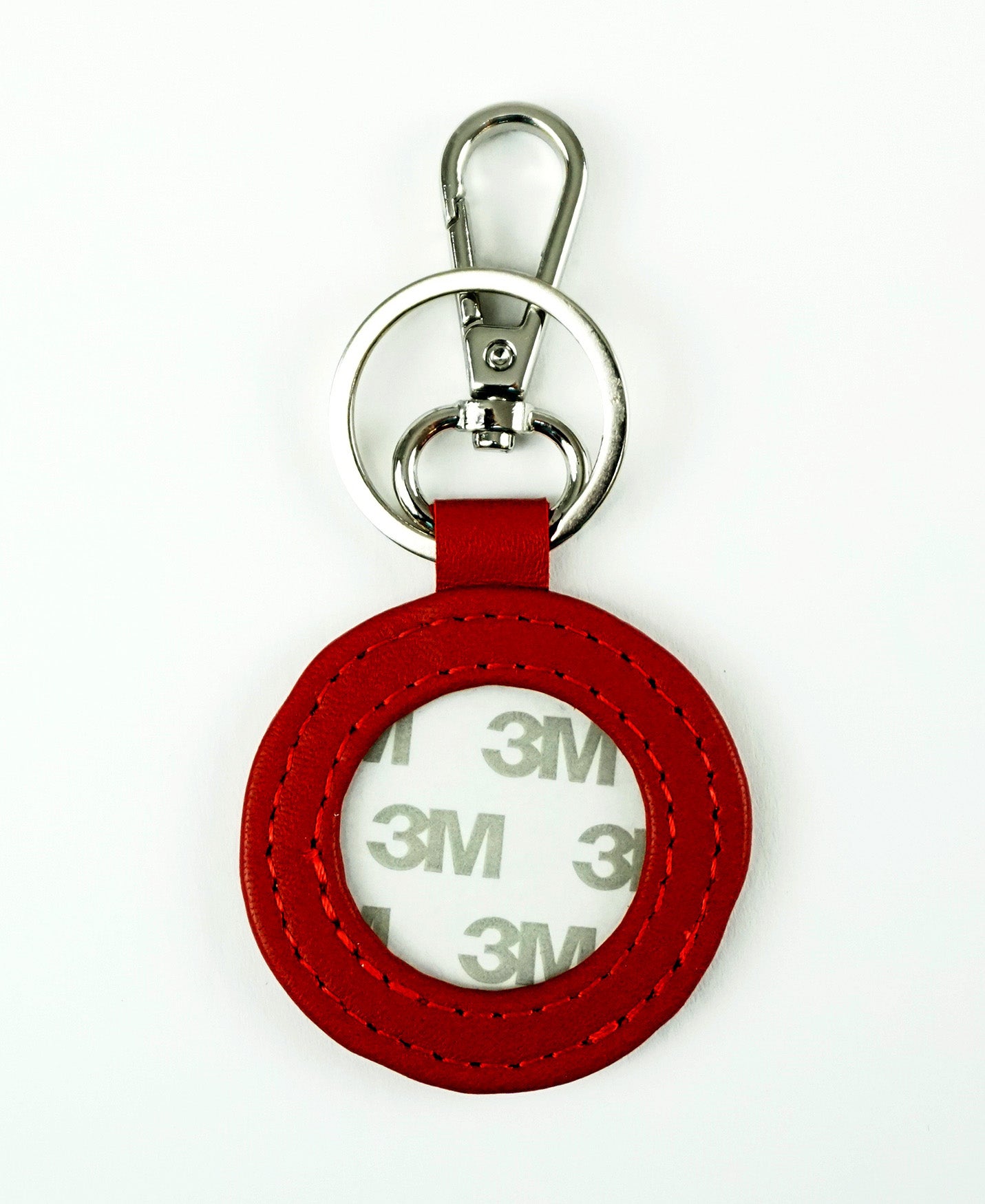Key Tag ~ Red Leather Key Fob & Metal Clip & Ring for a Needlepoint Canvas Insert