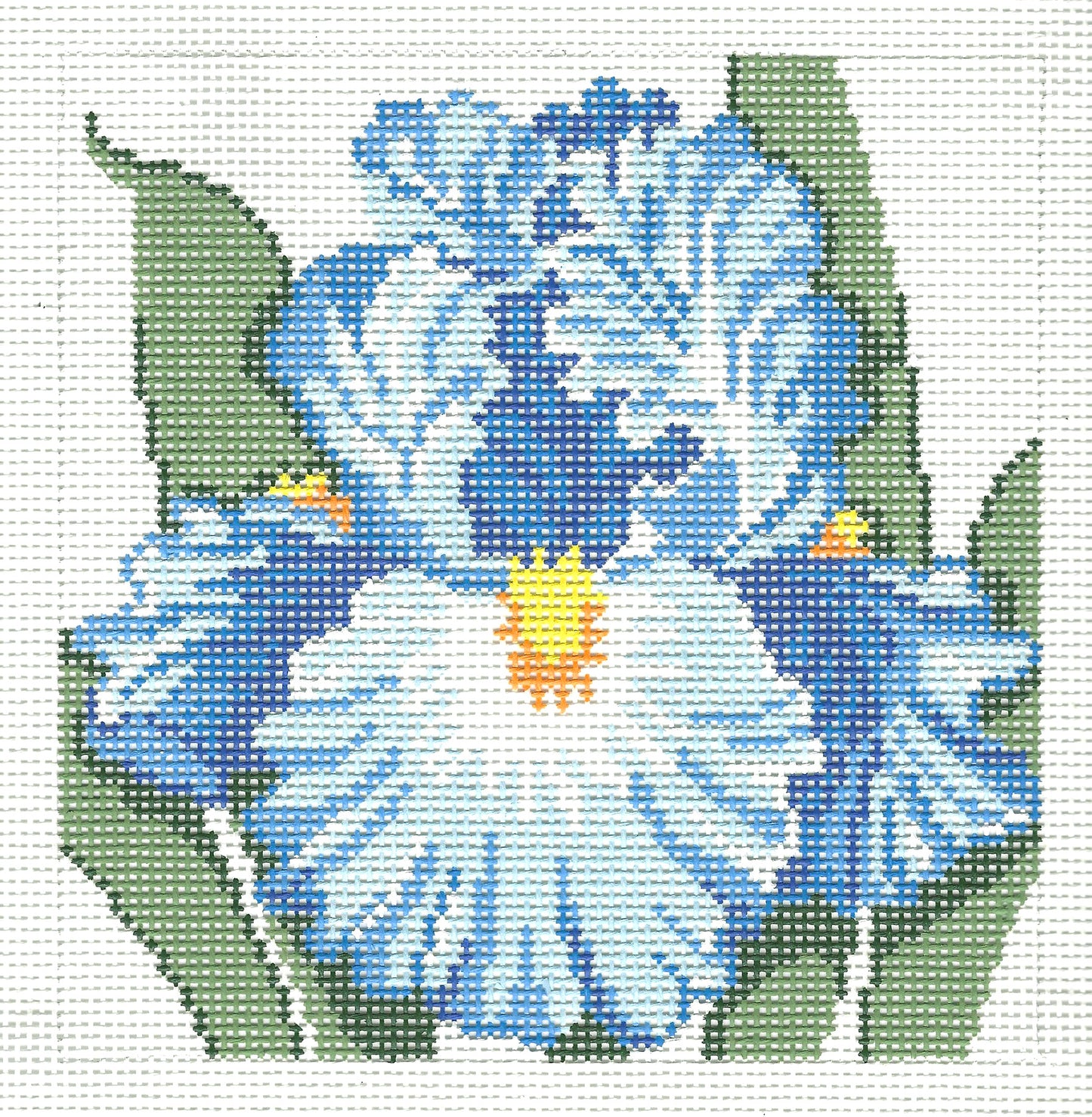 Floral Canvas ~ Blue Bearded Iris Flower Series handpainted 12 Mesh Needlepoint Canvas by LEE