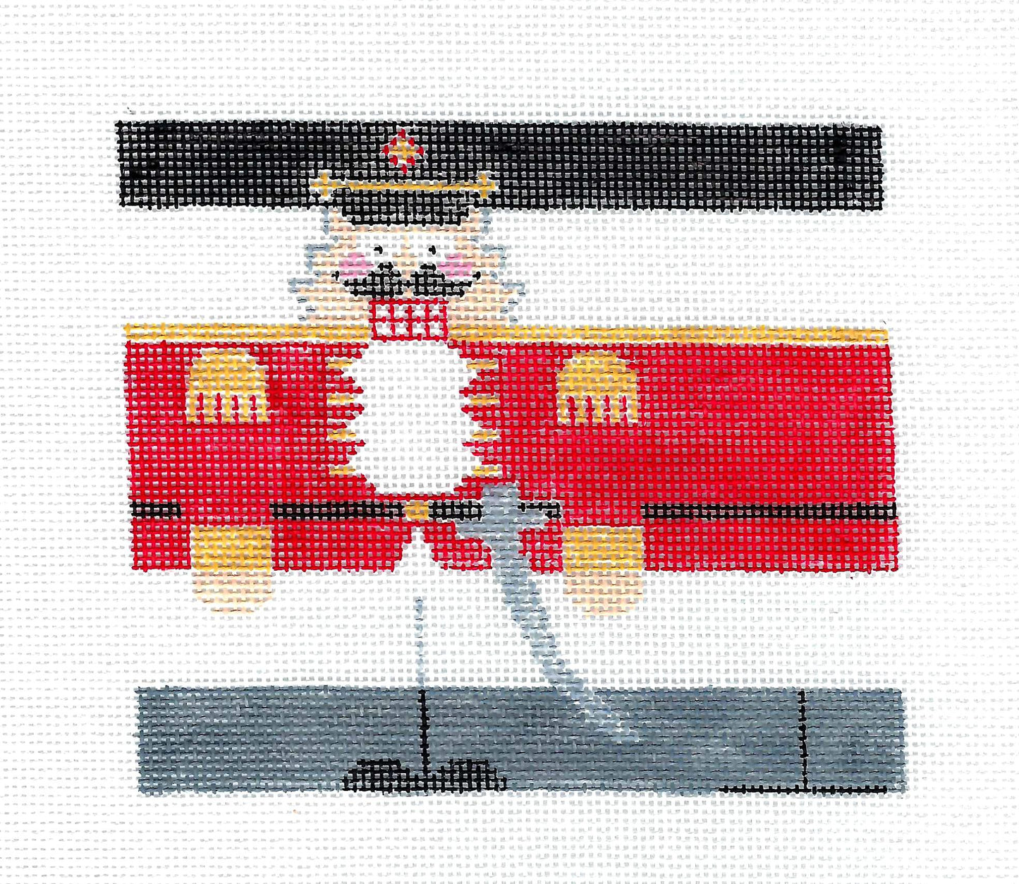 Nutcracker ~ Officer Roll-Up 3-D Ornament handpainted on 18 Mesh Needlepoint Canvas by Kathy Schenkel