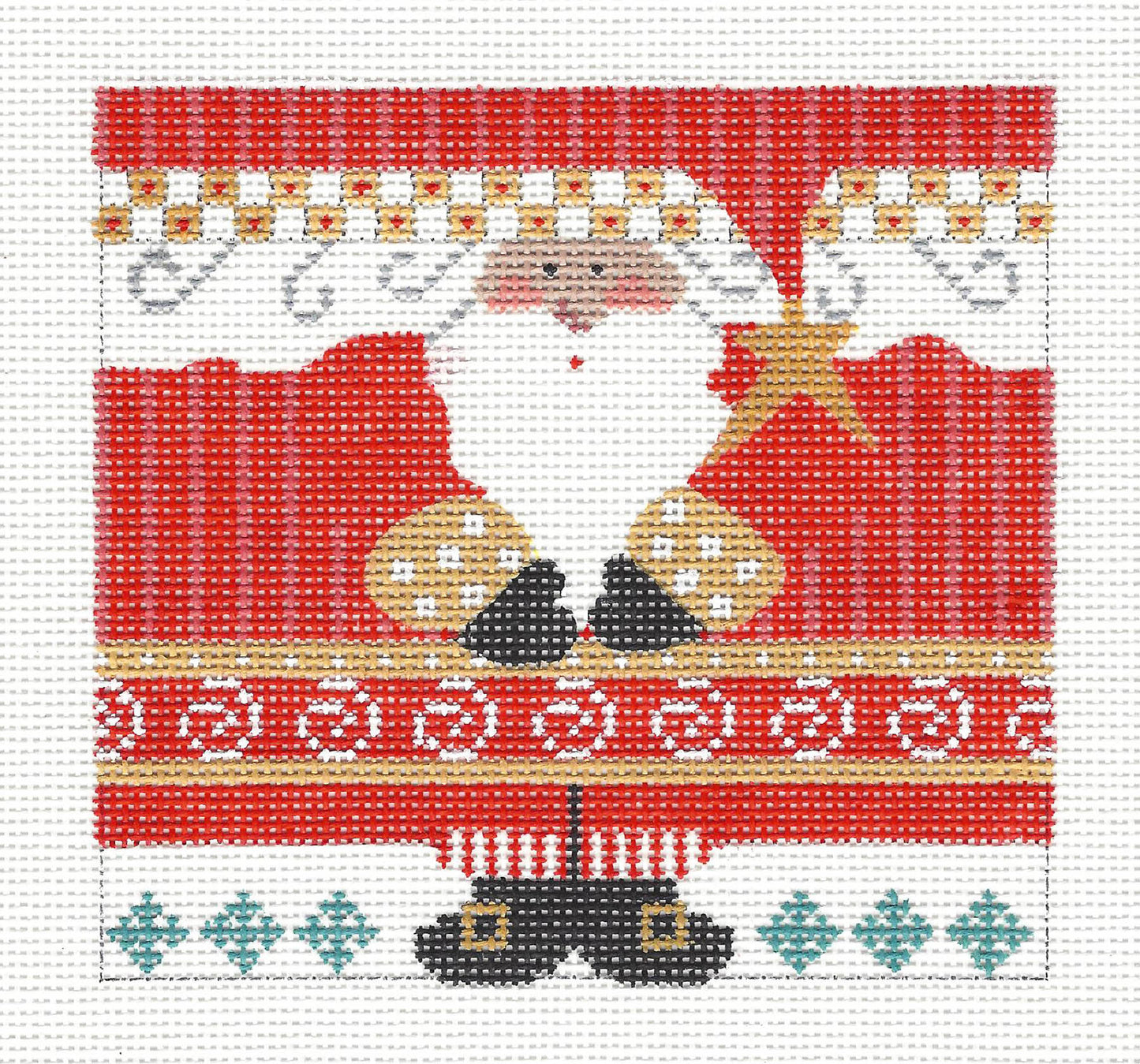 Roll Up Canvas ~ Christmas Santa Roll-Up with Star 3-D Ornament handpainted 18 mesh Needlepoint Canvas by CH Designs from Danji