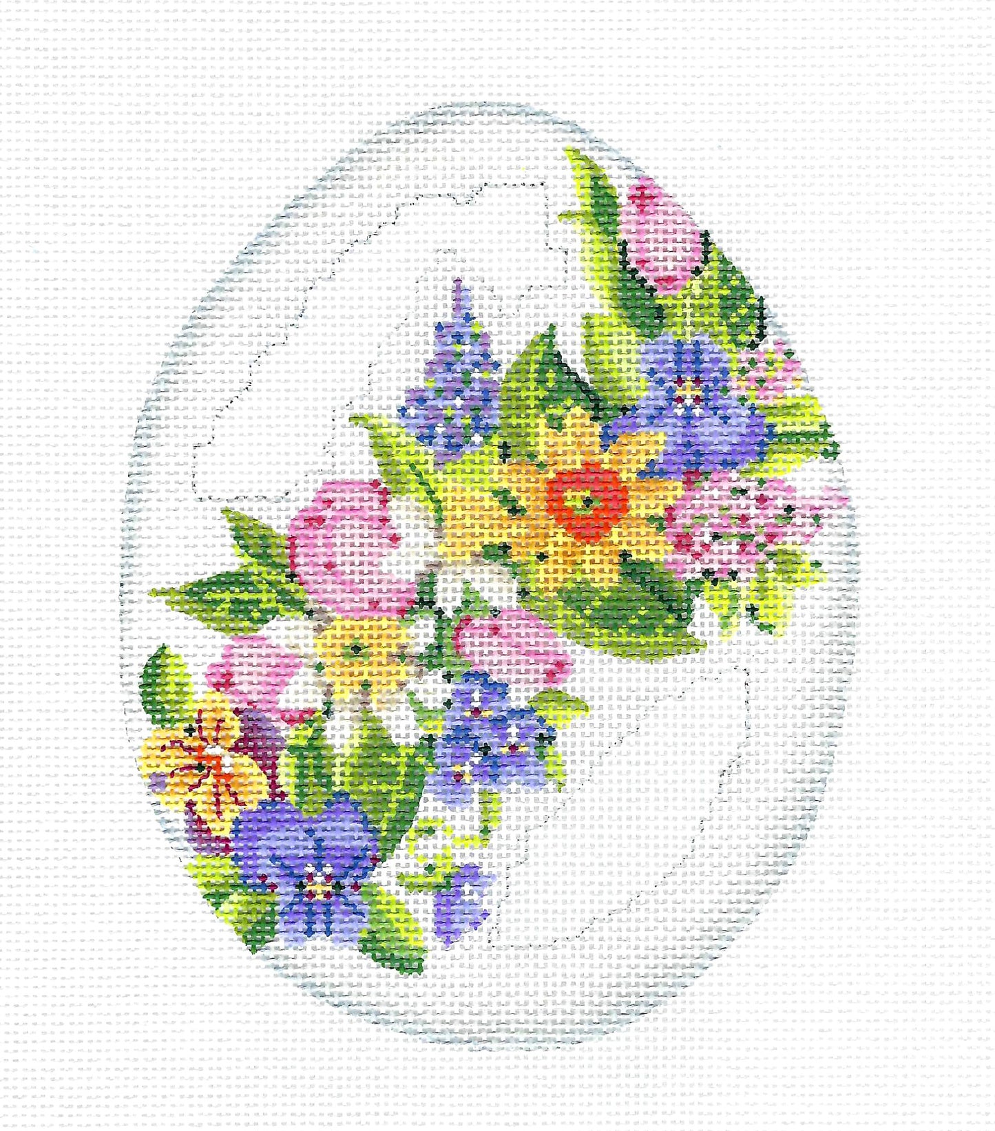 Kelly Clark ~ LG. Victorian Floral Garland Egg handpainted Needlepoint Canvas by Kelly Clark