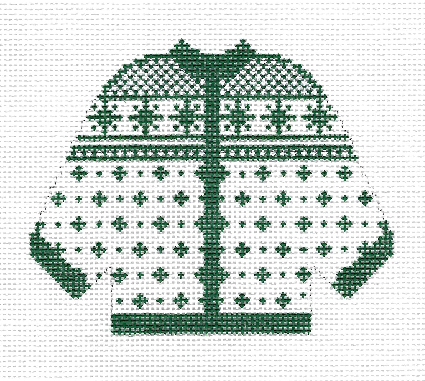 KNITTED CARDIGAN SWEATER with GREEN SNOWFLAKES handpainted Needlepoint Canvas by Silver Needle