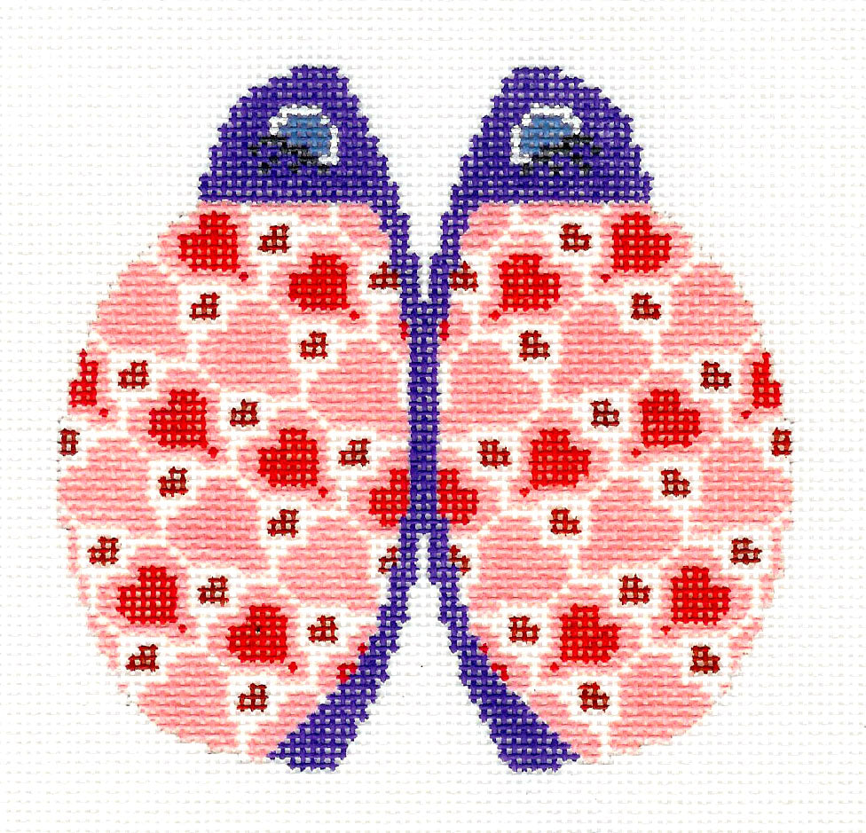 Canvas ~ Ladybug with Hearts Frame Weight or Beanbag 18M handpainted Needlepoint Canvas LEE