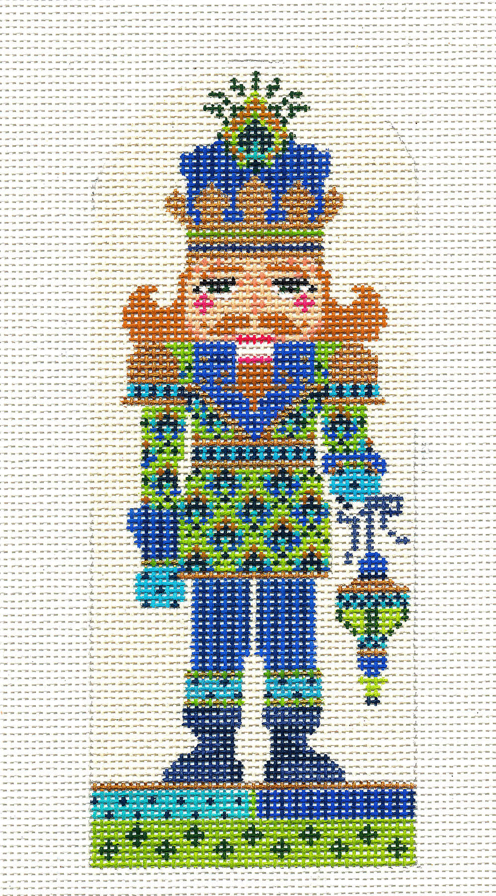 Kelly Clark Canvas ~ Nutcracker Ornament "The Peacock Prince" 18 Mesh handpainted Needlepoint Canvas Ornament