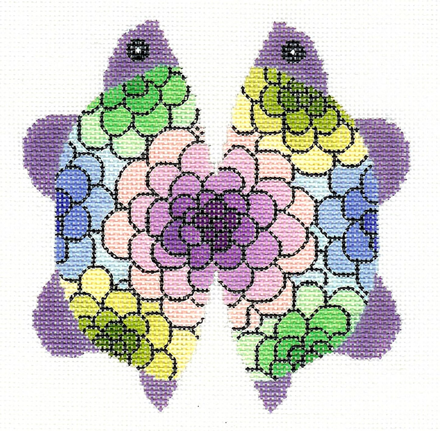 *EXCLUSIVE* ~ Beautiful Flowered TURTLE in Purple, Pink, Blue & Green 18 mesh handpainted Needlepoint Canvas by LEE