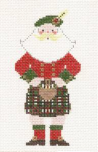 Santa Canvas ~ Scottish Gentleman Santa in a Kilt handpainted 18 mesh Needlepoint Canvas Ornament by Petei