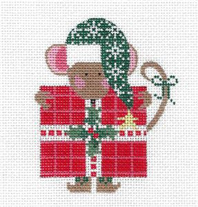 Mouse ~ Christmas Gift Mouse handpainted Needlepoint Ornament by CH Design from Danji