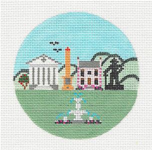 Travel ~ SAVANNAH, GEORGIA handpainted 4" Needlepoint Canvas Ornament by Painted Pony