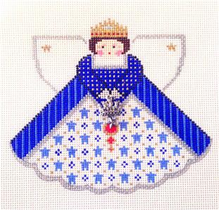 Angel ~ Royal Blue Queen Angel & Charms handpainted Needlepoint Canvas Painted Pony