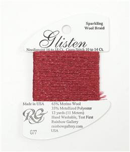 GLISTEN Sparkling Braid #77 Cranberry Needlepoint Thread by Rainbow Gallery