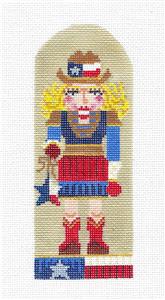Kelly Clark Canvas ~ TEXAS COWGIRL NUTCRACKER Nutcracker Ornament handpainted Needlepoint Ornament Canvas Kelly Clark