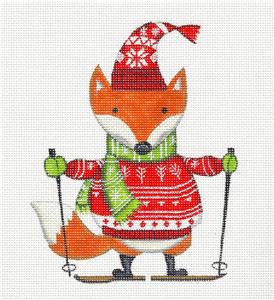Nordic Canvas ~ "Nordic Fox" handpainted 18 Mesh Needlepoint Ornament Canvas by Lori Siebert from Painted Pony
