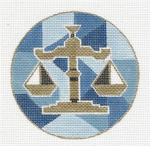 Professions ~ Lawyer ~ Scales of Justice Attorney 4" handpainted 18 Mesh Needlepoint Ornament by Melissa Prince