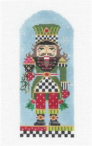 Kelly Clark Canvas ~ Nutcracker Ornament with "Checks & Dots" NUTCRACKER 18 Mesh handpainted Needlepoint Ornament Canvas by Kelly Clark