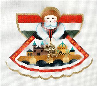 Angel ~ COUNTRY OF HUNGARY Angel & Charms handpainted Needlepoint Canvas Painted Pony