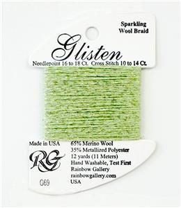 GLISTEN ~ Sparkling Braid #69 Pistachio Green Needlepoint Stitching Fiber by Rainbow Gallery