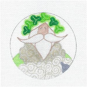 Round ~ Saint Patrick's Day Santa handpainted 18 Mesh Needlepoint Ornament Canvas by Curtis Boehringer