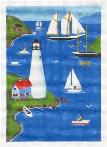 Canvas ~ Total Lighthouse and Harbor handpainted 18 Mesh Needlepoint by Steven Klein from PLD-Juliemar Designs