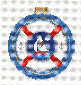 Midnight Nautical Sail 3.5" Ornament handpainted Needlepoint Canvas by Susan Roberts