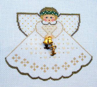 Angel ~ Wedding Bride Angel & Charms handpainted 18 Mesh Needlepoint Ornament by Painted Pony