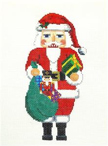 Nutcracker ~ Santa Claus Nutcracker with Toys handpainted 18 Mesh Needlepoint Ornament Canvas Susan Roberts