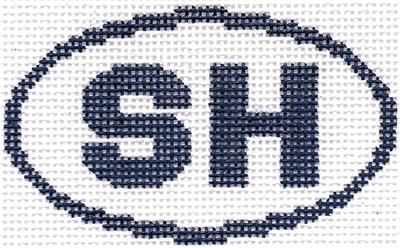 Oval ~ SH ~ Stone Harbor, New Jersey handpainted Needlepoint Canvas by Silver Needle