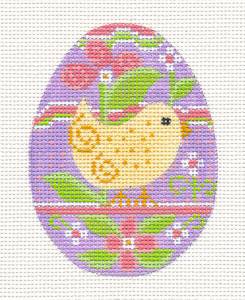 Easter Egg ~ Chick in Blooms handpainted 18 Mesh Needlepoint Canvas by CH Designs from Danji