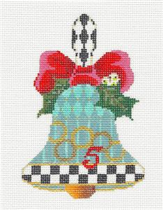 Kelly Clark ~ 12 Days of Christmas Hand Bell 5 Golden Rings handpainted Needlepoint Canvas