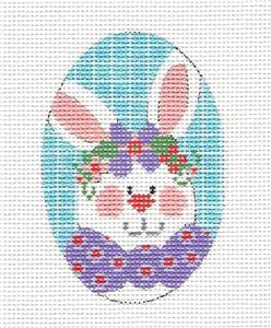 Easter Egg Bunny w/ Bow Egg handpainted Needlepoint Canvas by CH Design - Danji