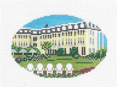 Oval ~ Congress Hall, Cape May, New Jersey Oval 18 mesh Needlepoint handpainted Canvas by Needle Crossings