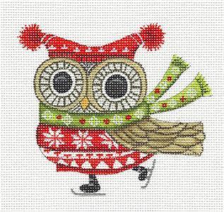 Nordic Canvas ~ "Nordic Owl" handpainted Needlepoint Ornament Canvas by Lori Siebert from Painted Pony
