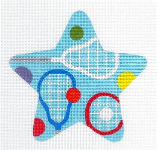 Sports Star ~ LA CROSSE Sports Star on Blue handpainted Needlepoint Canvas Raymond Crawford