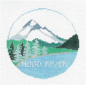 Travel Round ~ HOOD RIVER, OREGON handpainted 18 Mesh Needlepoint Canvas by Kathy Schenkel