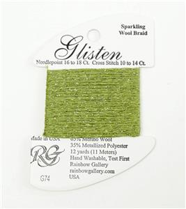 GLISTEN Sparkling Braid #74 Asparagus Needlepoint Thread by Rainbow Gallery