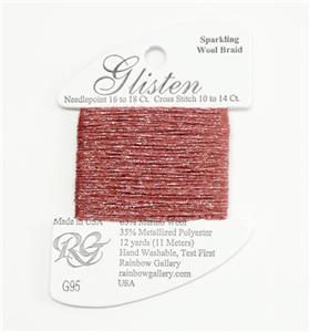 GLISTEN Sparkling Braid #95 Calypso Coral Needlepoint Thread by Rainbow Gallery
