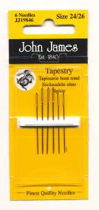 John James English Tapestry Needle Set of 6 for Needlepoint ~ Sizes 24 to 26