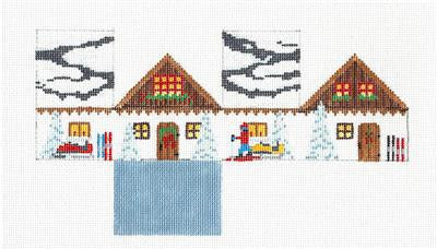 3-D Ornament ~ SKI CHALET 3-D Building handpainted Needlepoint Ornament by Susan Roberts
