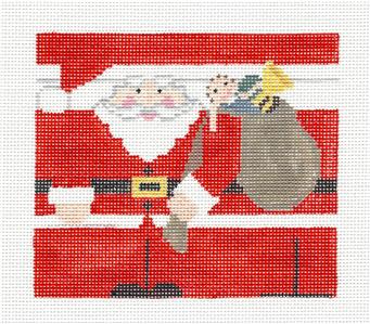 Roll Up Canvas ~ Christmas Santa Roll-Up handpainted 18 mesh Needlepoint Canvas by Kathy Schenkel